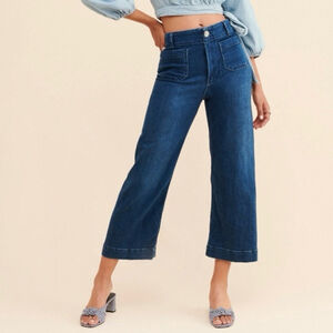 Pilcro The Skipper Wide-Leg Jeans Anthropologie Size 24 Dark Blue